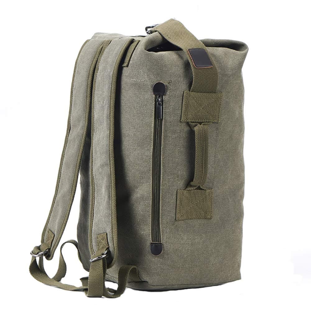 Military Duffel Bag Top Load Double Strap Canvas Backpack Army Travel (upgrade army green big)