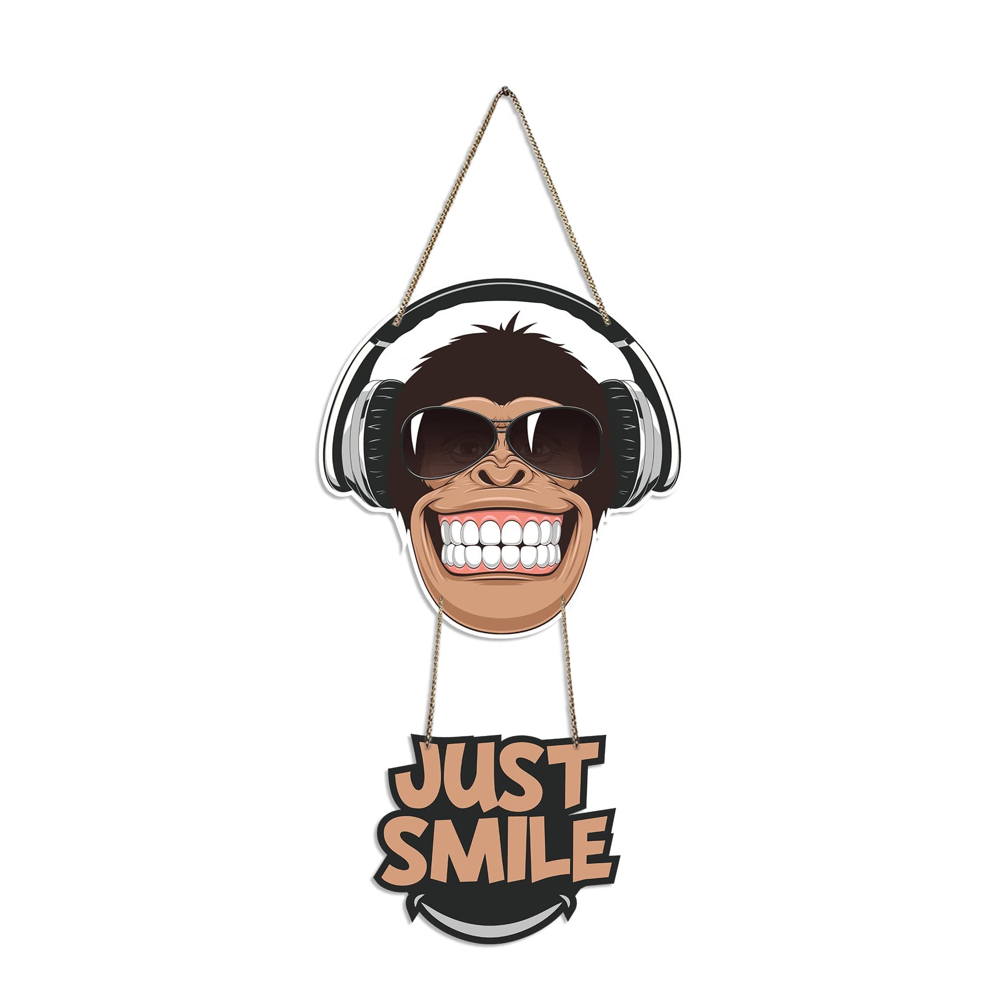Artvibes Monkey Smile Wooden Wall Hanger for Home Decor | Wood Decorative Items | Modern Decoration | Decoration Wall Hanging Items | Wall Art Print | Artworks Hangings | Unique Gift Items (WH_5707N)