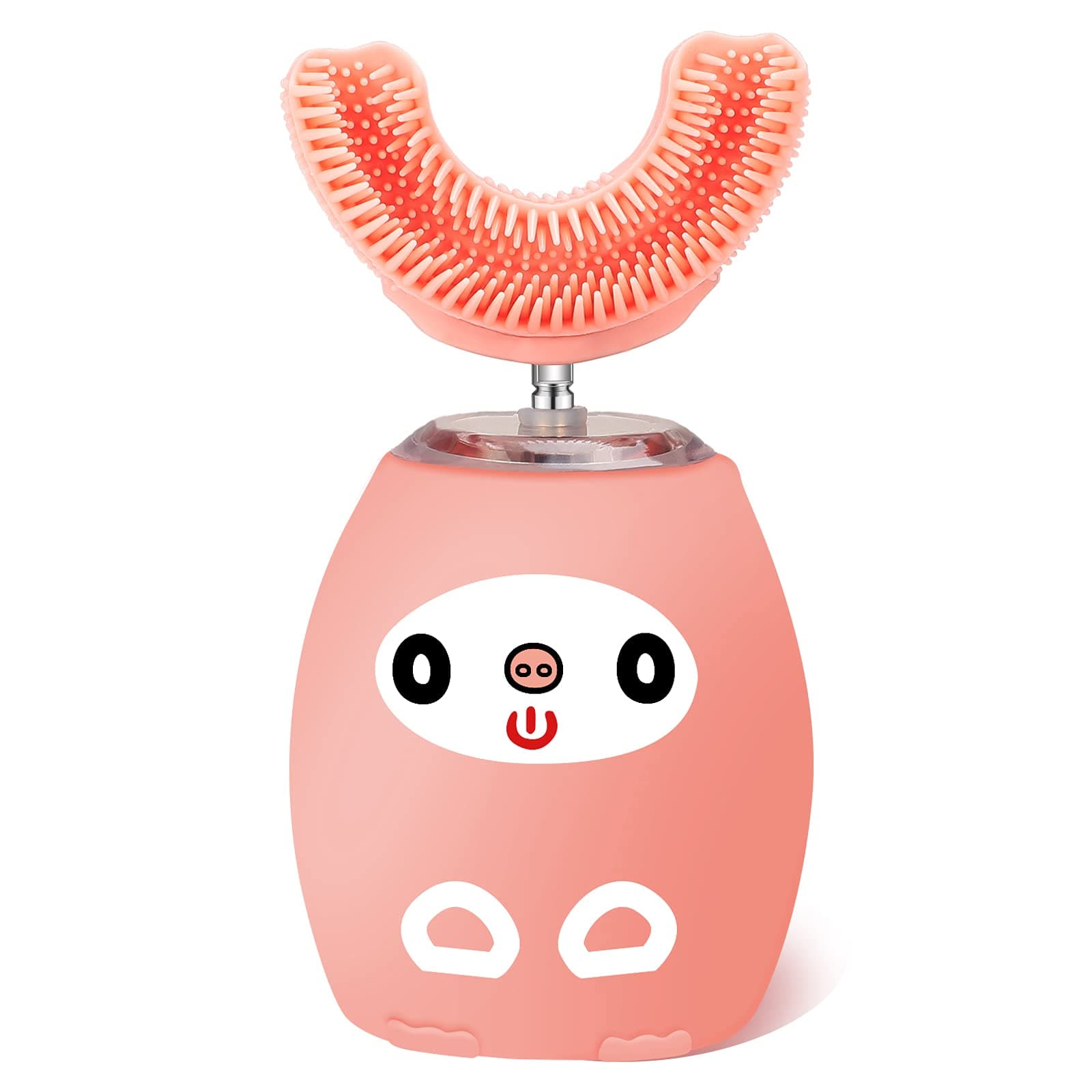 Ziliny Kids U Shaped Electric Toothbrush, Kids Automatic Timer Tooth Brush, Ultrasonic Automatic Toothbrushes with 3 Cleaning Modes, Waterproof Auto Toothbrush for Children Toddler (Age 8-15, Pink)
