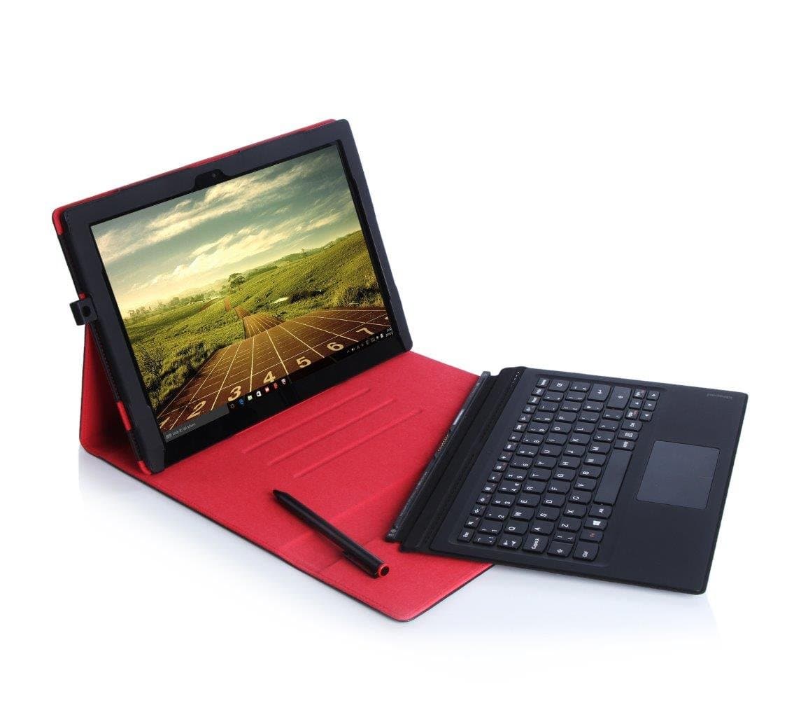 armourdog® Lenovo Miix 700 folio cover case in gunmetal grey cotton with red lining