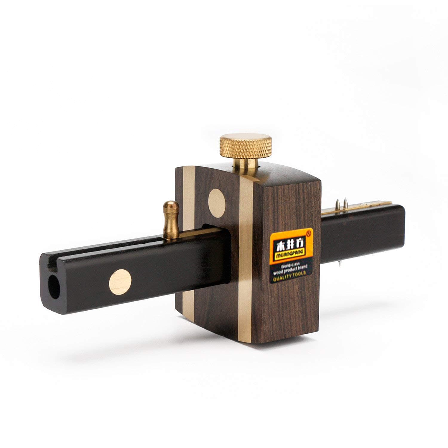 Mortise Gauge Woodworking, Ebony Mortise Square Gauge 6" Sliding Mark Scraper with Brass Screw Type Adjustable Head Meter Carpentry Marker Measuring Tool