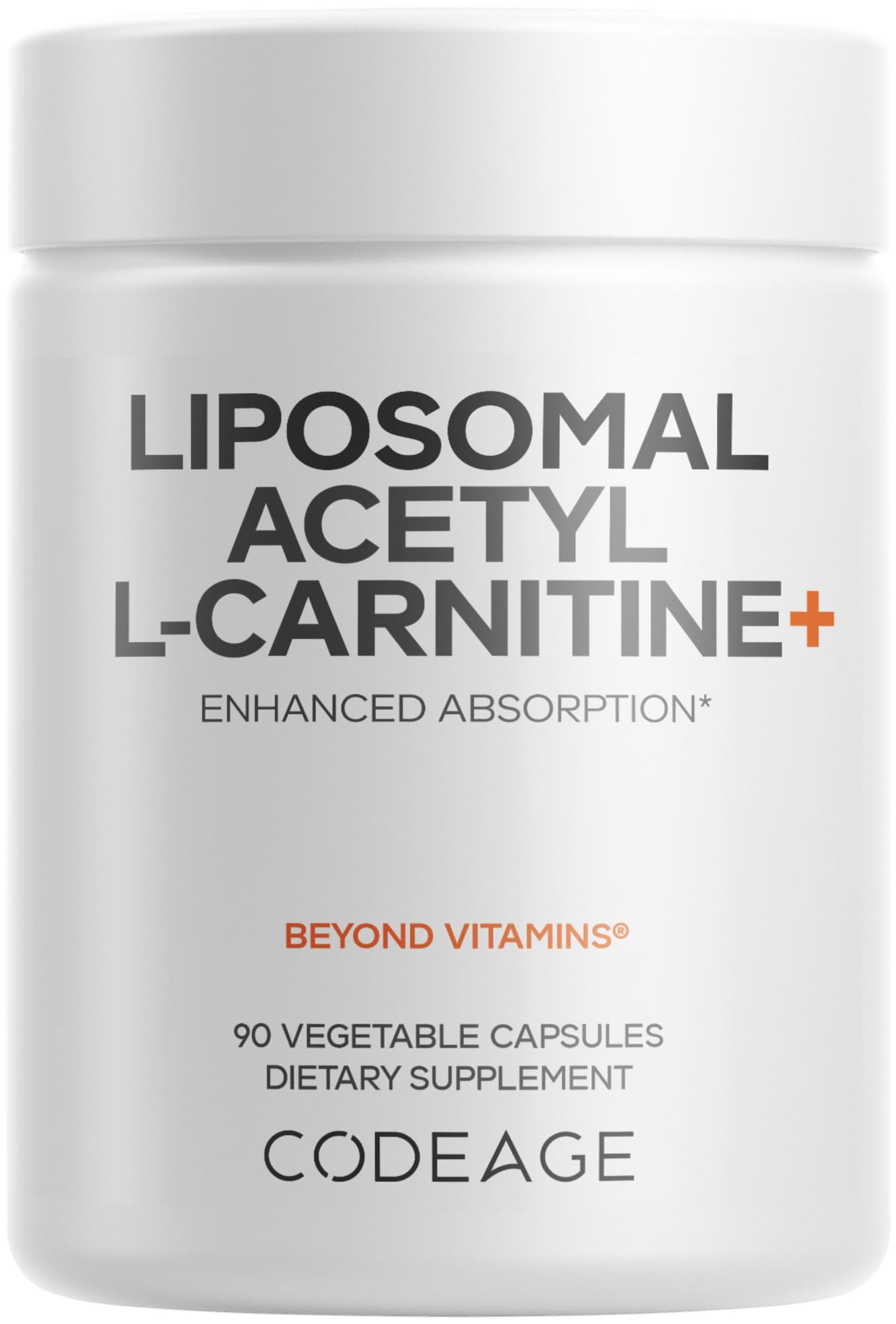 Codeage Liposomal Acetyl-L-Carnitine+ Supplement - 500 mg Acetyl-L-Carnitine per Serving - 3-Month Supply, Liposomal Delivery - Alcar Supplement - L-Carnitine - Non-GMO, Gluten-Free, 90 Capsules
