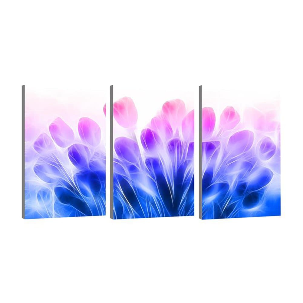 ChenXi Global Modern Framed Abstract Oil Painting Flowers Wall Art Decor 3pcs Canvas Prints Picture Artwork for Home and Office Decor (16x22inchx3pcs)