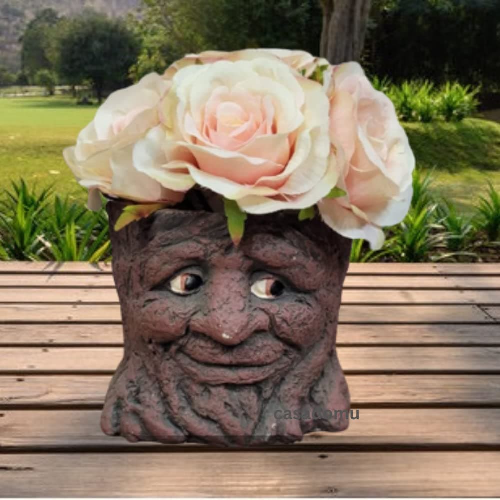 Get Goods Daisy Bumbles Novelty Tree Stump Planter, Face Eyes Open Ideal for Plants, Flowers
