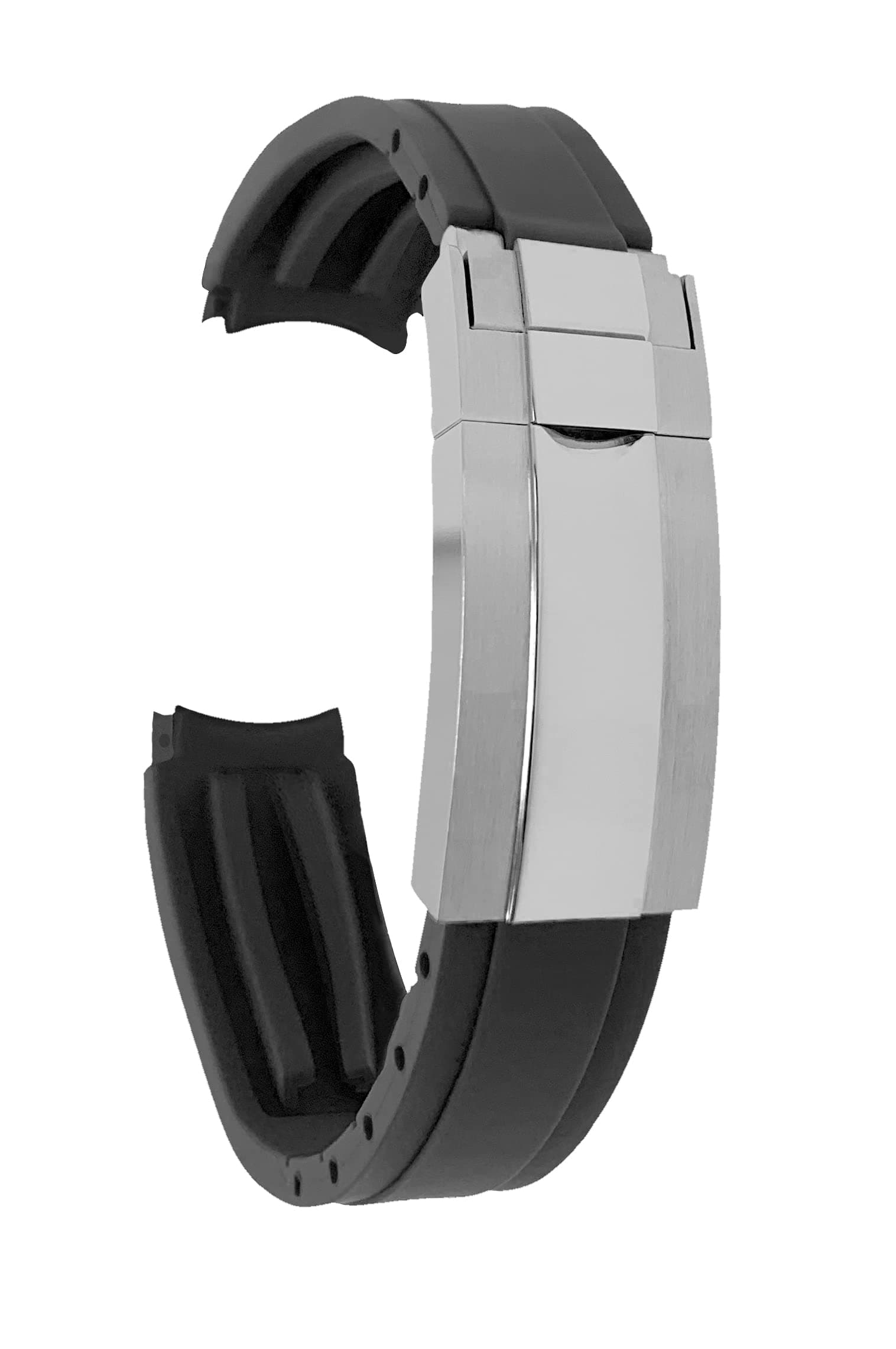 20mm Curved End Rubber Watch Band for Rolex Submariner, Daytona, Ghost, Yachtmaster & More, Curved Rubber Watch Strap, Waterproof, With Deployment Clasp or without Clasp