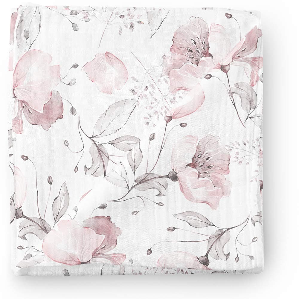 Aenne BabyMuslin Swaddle Blanket for Girls, Infant Toddler Quilt, Swaddle Wrap for Girls, Luxurious Soft and Silky Stroller Cover, Floral Poppy Pink Blankie, Large 47"x 47", 1 Pack