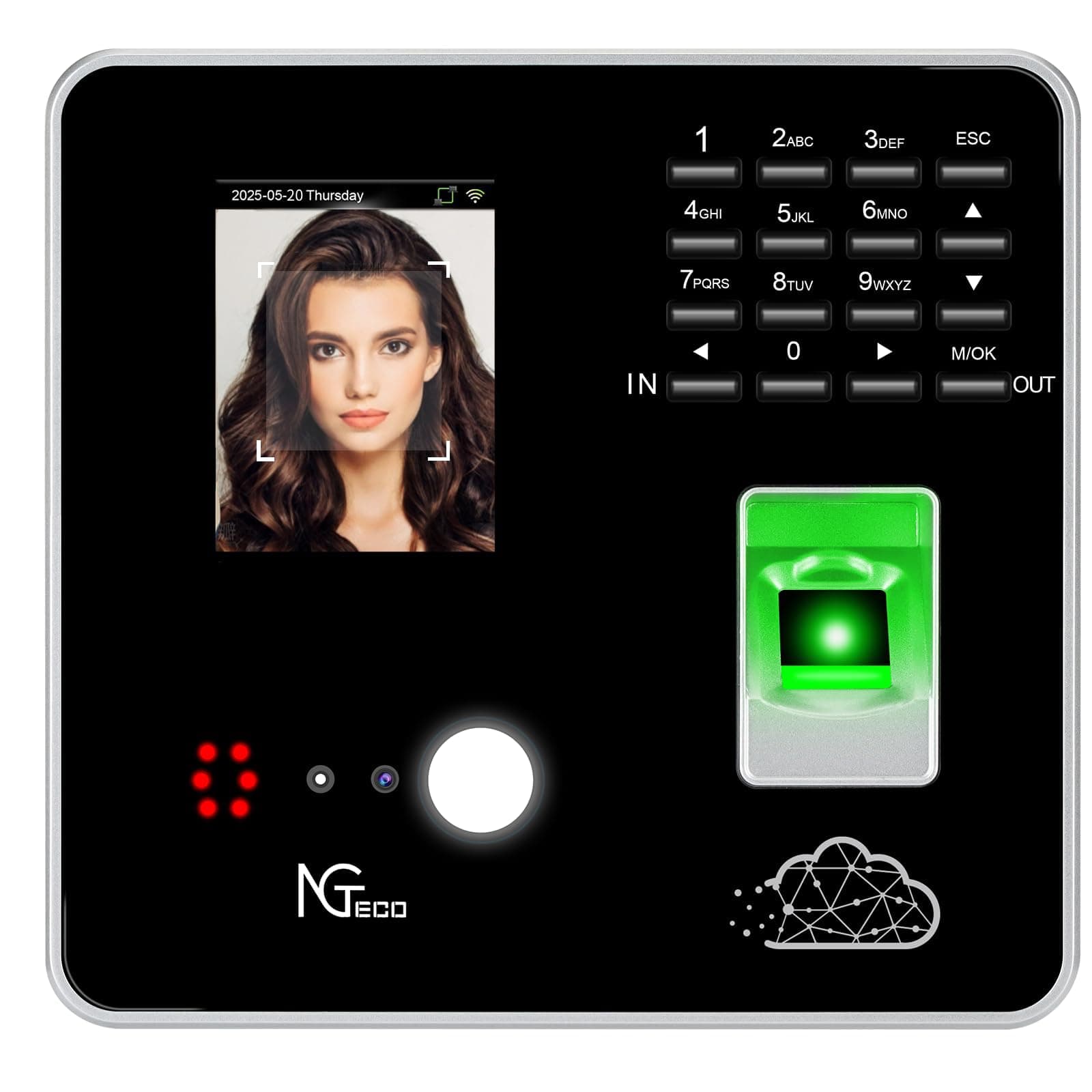 NGTeco Cloud Time Clock, Upgraded TC1 Remote Control 2.4GHz WiFi Time Card Machine for Small Business with Software & App for iOS/Android, Includes 5 RFID Cards No Monthly Fees