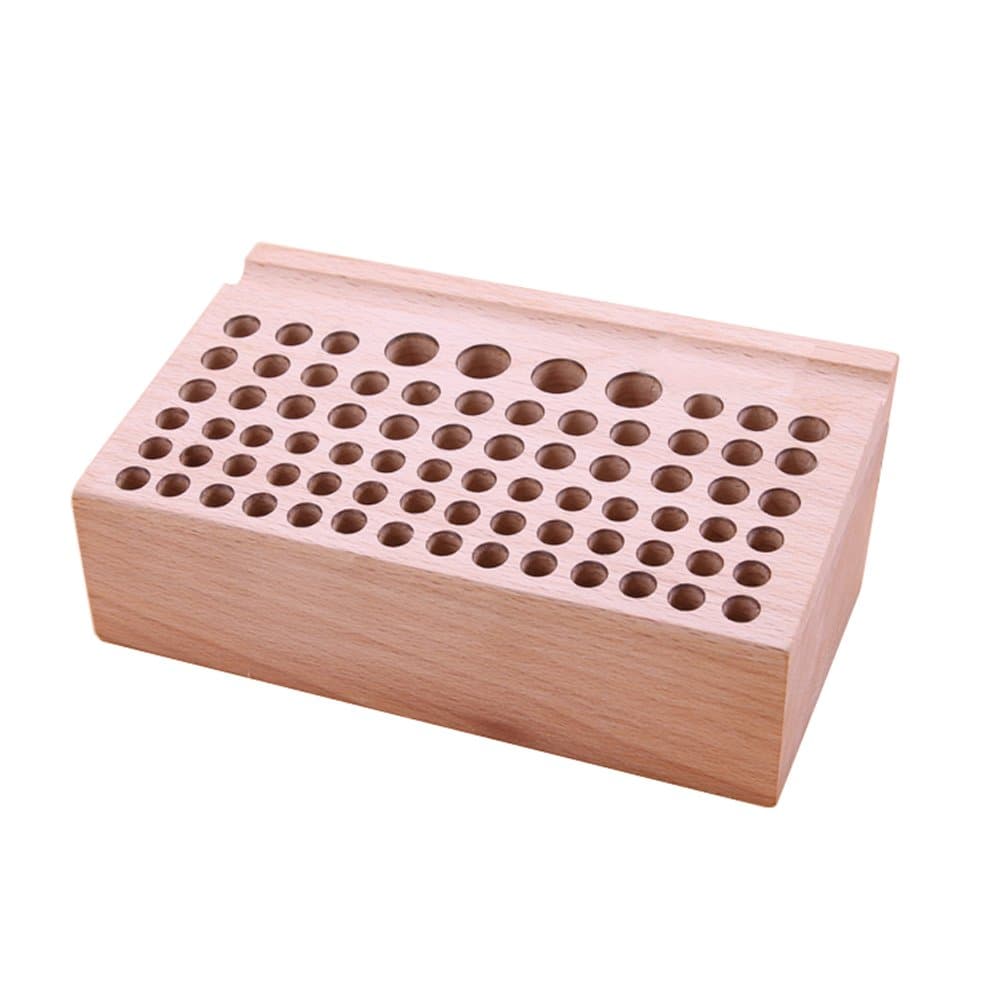 AMPSEVEN leathercraft Wooden Holding Organiser Wood Tool Stand for Punches Tools 76 Holes