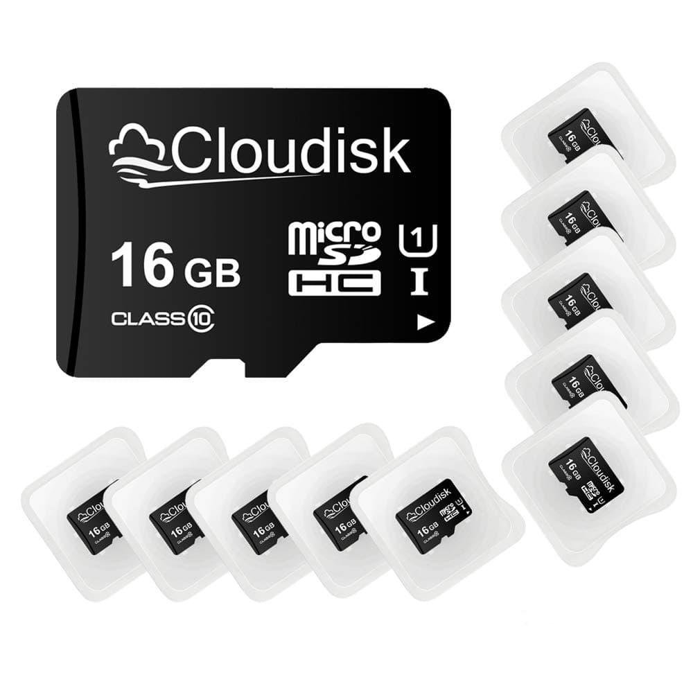 Pack of 10 Micro SD Card 16GB Flash Memory Card C10 A1 U1 Micro SDHC with SD Adapter, Card Reader