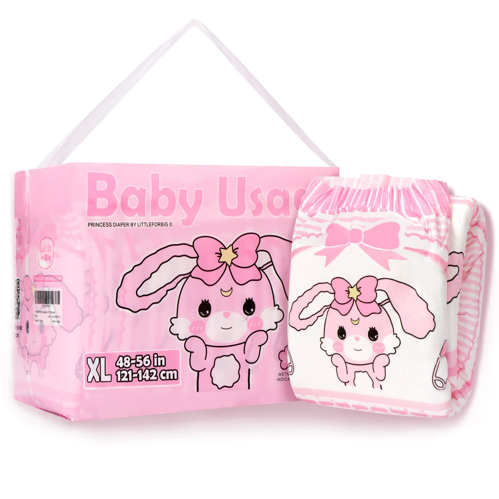 Adult Printed Diaper 10 Pieces - Baby Usagi (X-Large 48"-56")