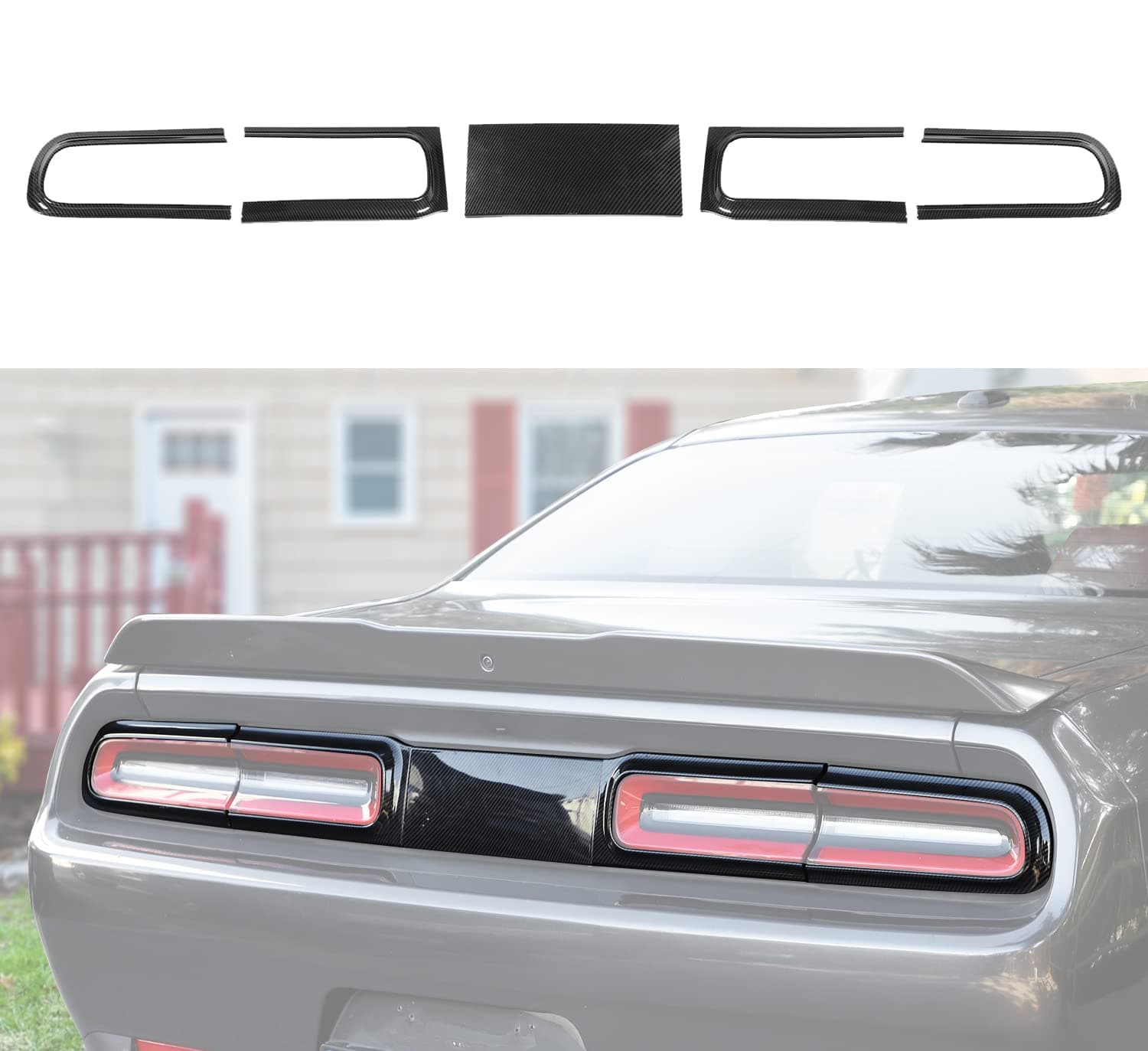 JWWY Tail Light Covers Guards Rear Light Trim for 2015-2019 Dodge Challenger Accessories Carbon Fiber