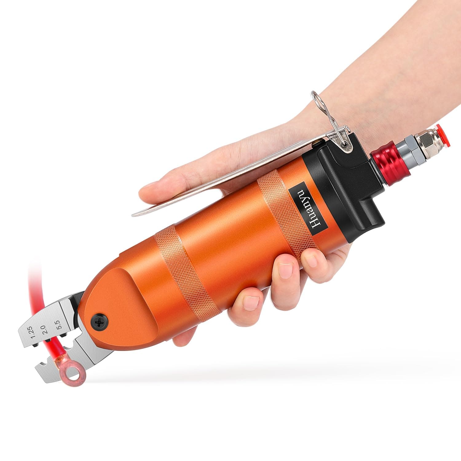 Huanyu Pneumatic Crimper Wire Crimping Machine Pliers 1.25-2.0-5.5mm Air Pressure Wire Terminal Crimping Tool Pneumatic Terminal Crimper for Connector Nipper Parts