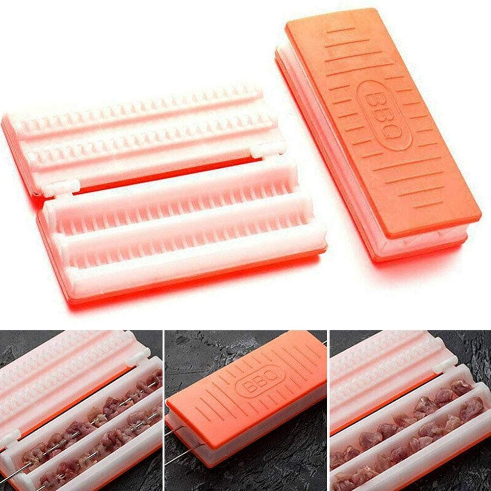 Tammy Yerkes Barbecue Meat Skewer Machine Plastic Vegetable String Device Portable Kebab Maker BBQ Tool Double Row Time Saving Cooking Accessories