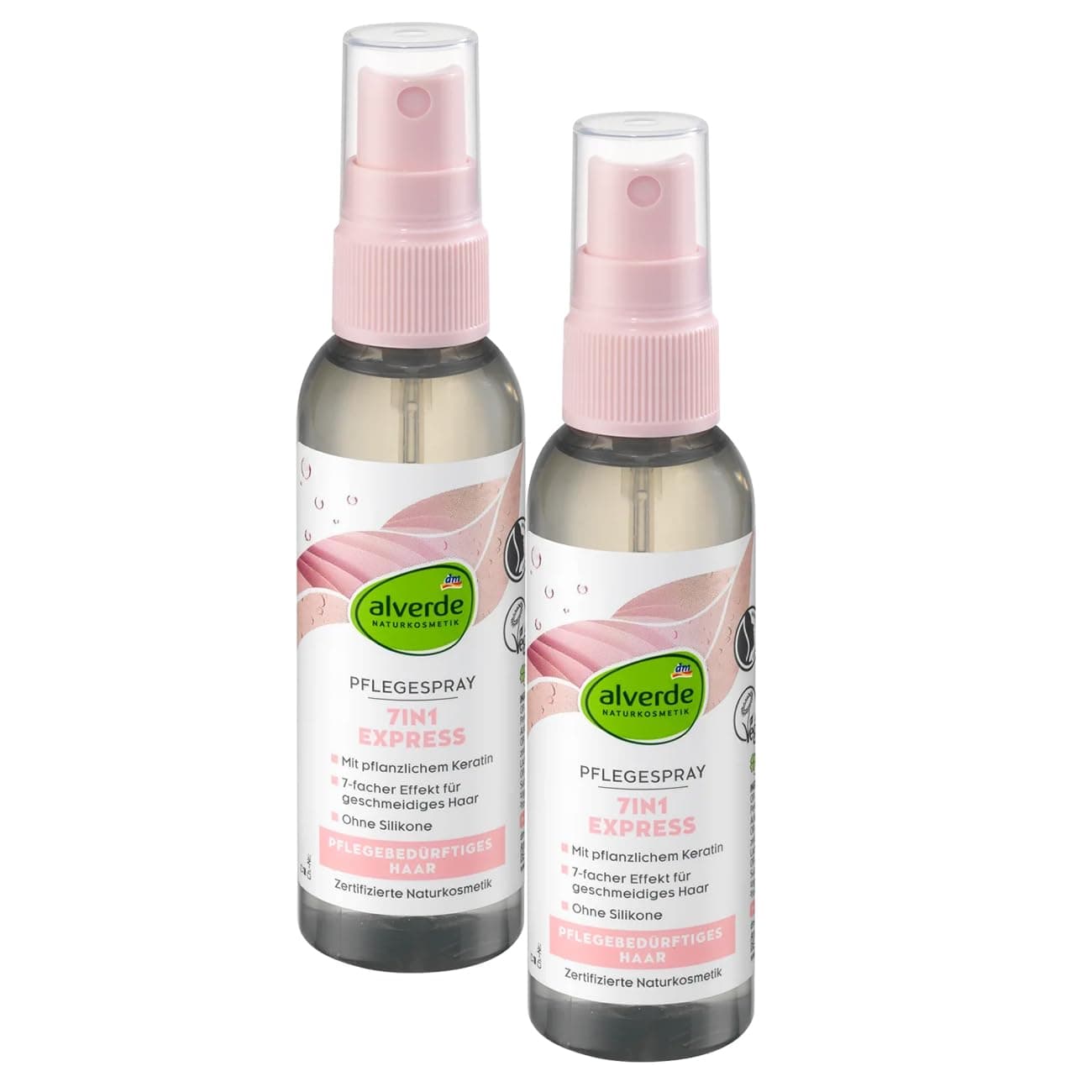 alverde NATURAL COSMETICS 7in1 express care spray, 75 ml x 2 bottles | Anti-frizz, Anti-split ends, Moisture, Shine, Easy to comb, Care | vegan