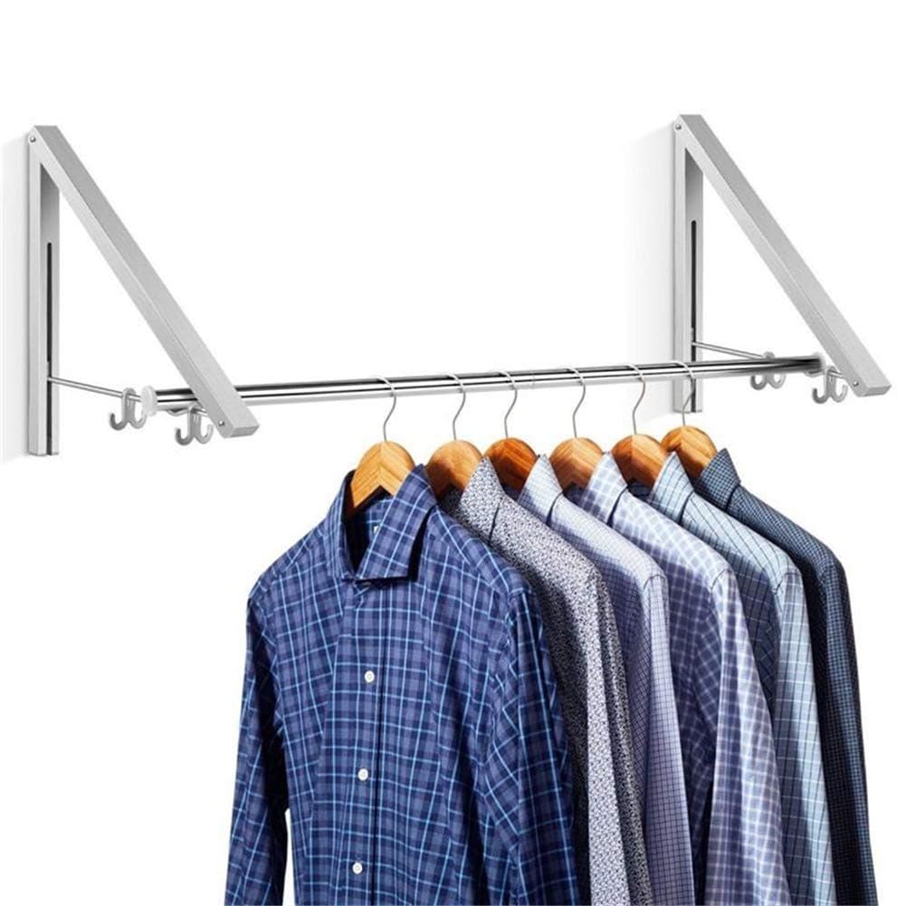 Aluminum Clothes Hanging System Wall Mounted Folding Clothes Hanger Retractable Easy Installation Home Storage Organizer(2 in 1)
