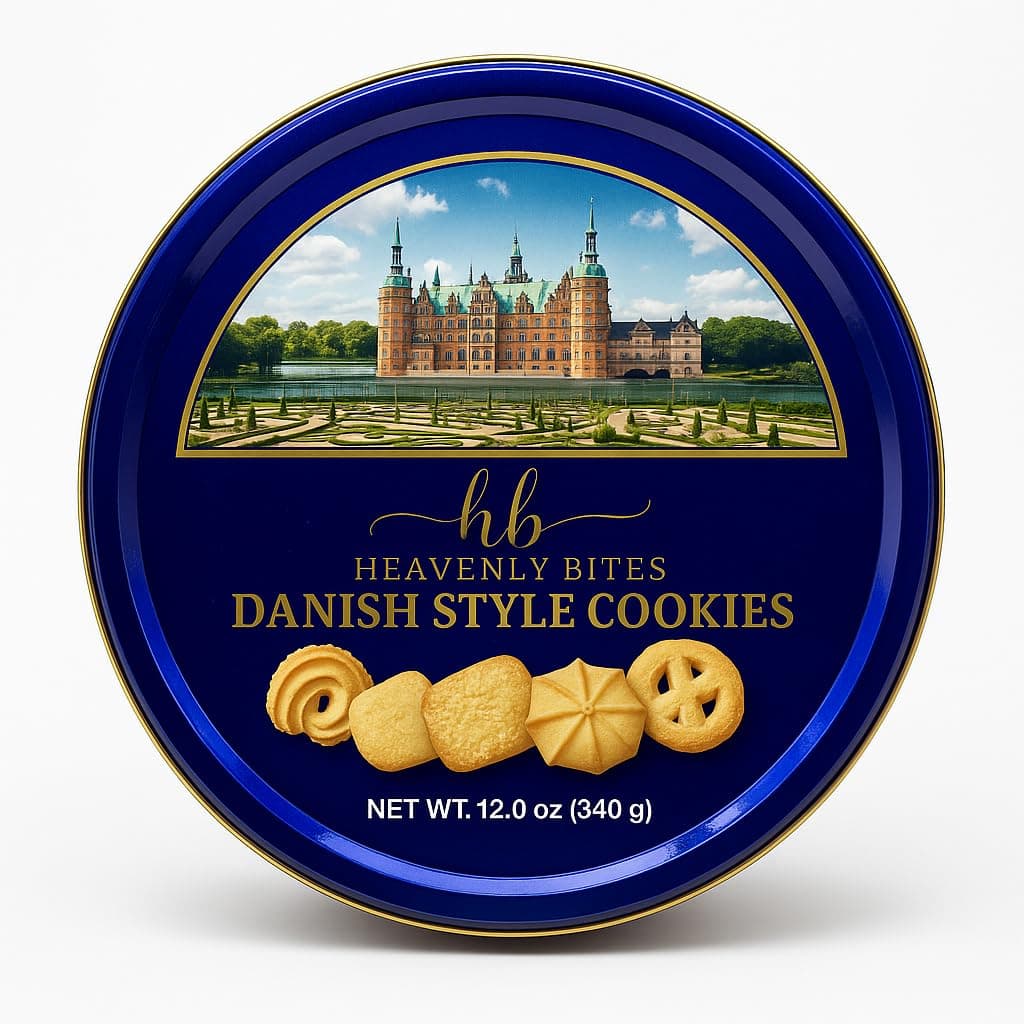 Danish Style Butter Cookies in Metal Tin 12 Ounce