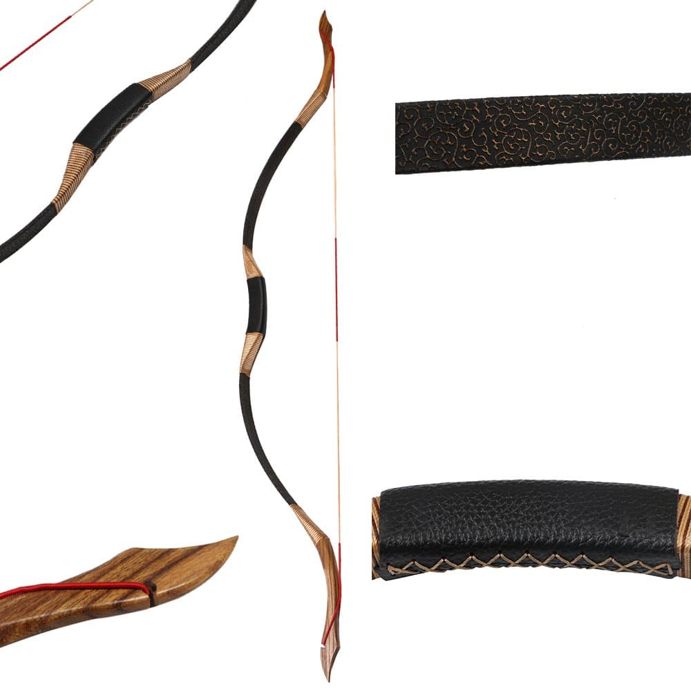 Black Hunter Traditional Recurve Bow 53'' Archery Hunting Handmade Horse Bow Longbow 30-50 lbs