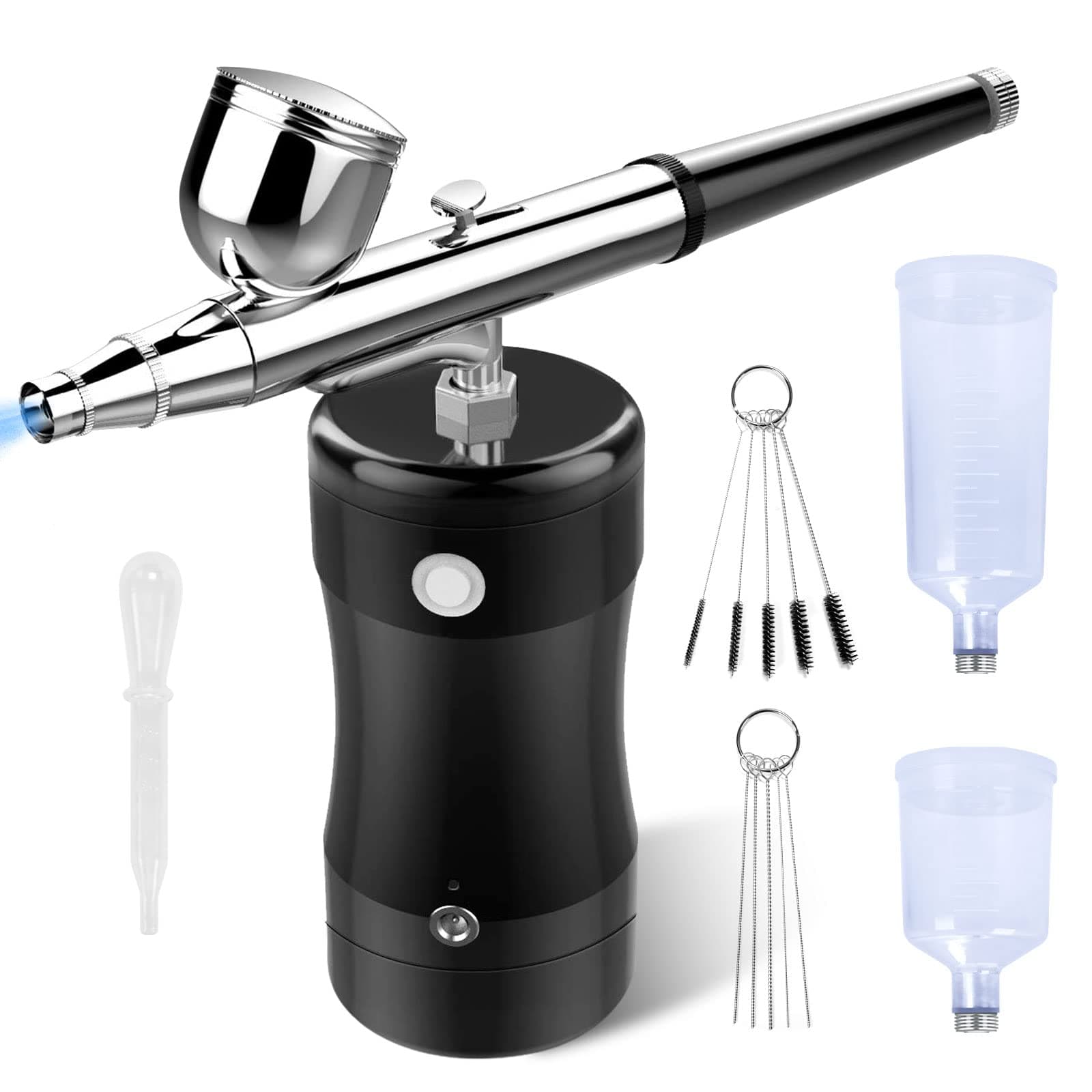 30 PSI Airbrush Kit, Portable Mini Air Brush Spray Gun with Compressor Kit Makeup Tool Air Brush Painting Kits for Cake Decorating Makeup Art Nail Model Painting Tattoo Manicure (Black)
