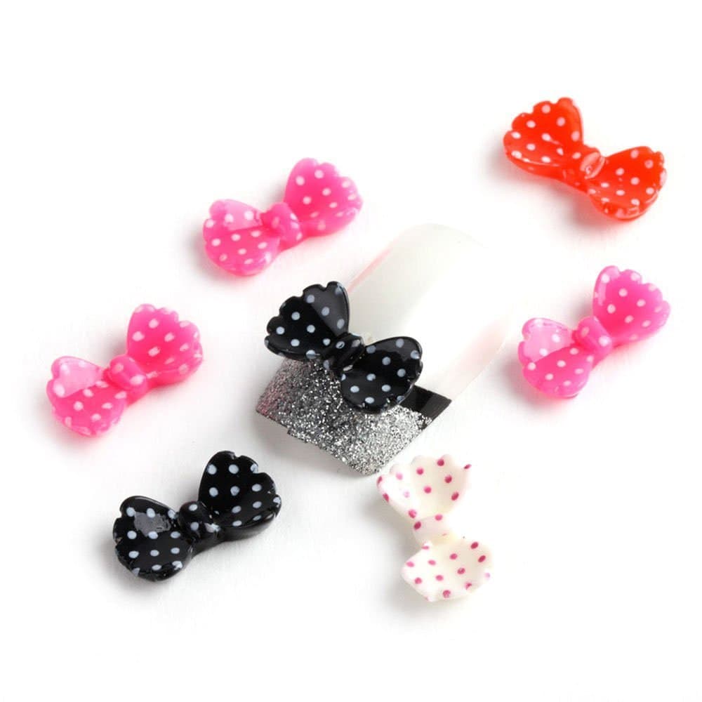 Shari 20pcs Colourful Acrylic 3D Bow Tie Slices UV Gel Nail Art Tips DIY Decoration