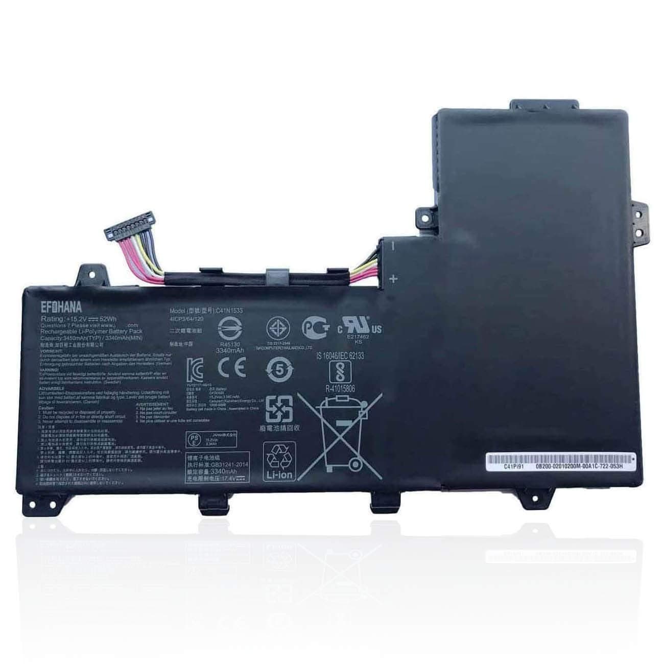 EFOHANAC41N1533 Laptop Battery Replacement for ASUS Flip UX560UX UX560UQ UX560UQ-1C UX560UX Q524U Q524UQ Q534U Series Notebook 0B200-02010200 15.2V 52Wh 3450mAh