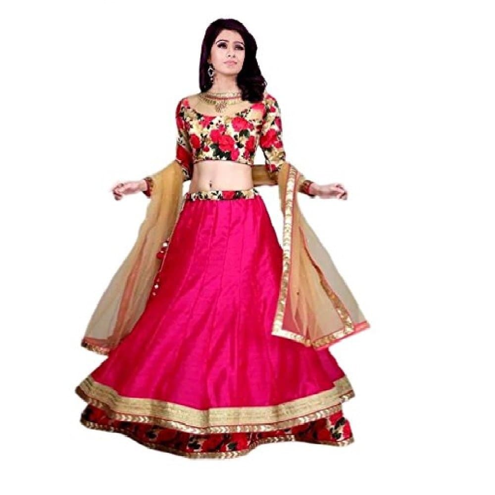 Lavri Women's Georgette Printed Semi-Stitched Lehenga Free Size