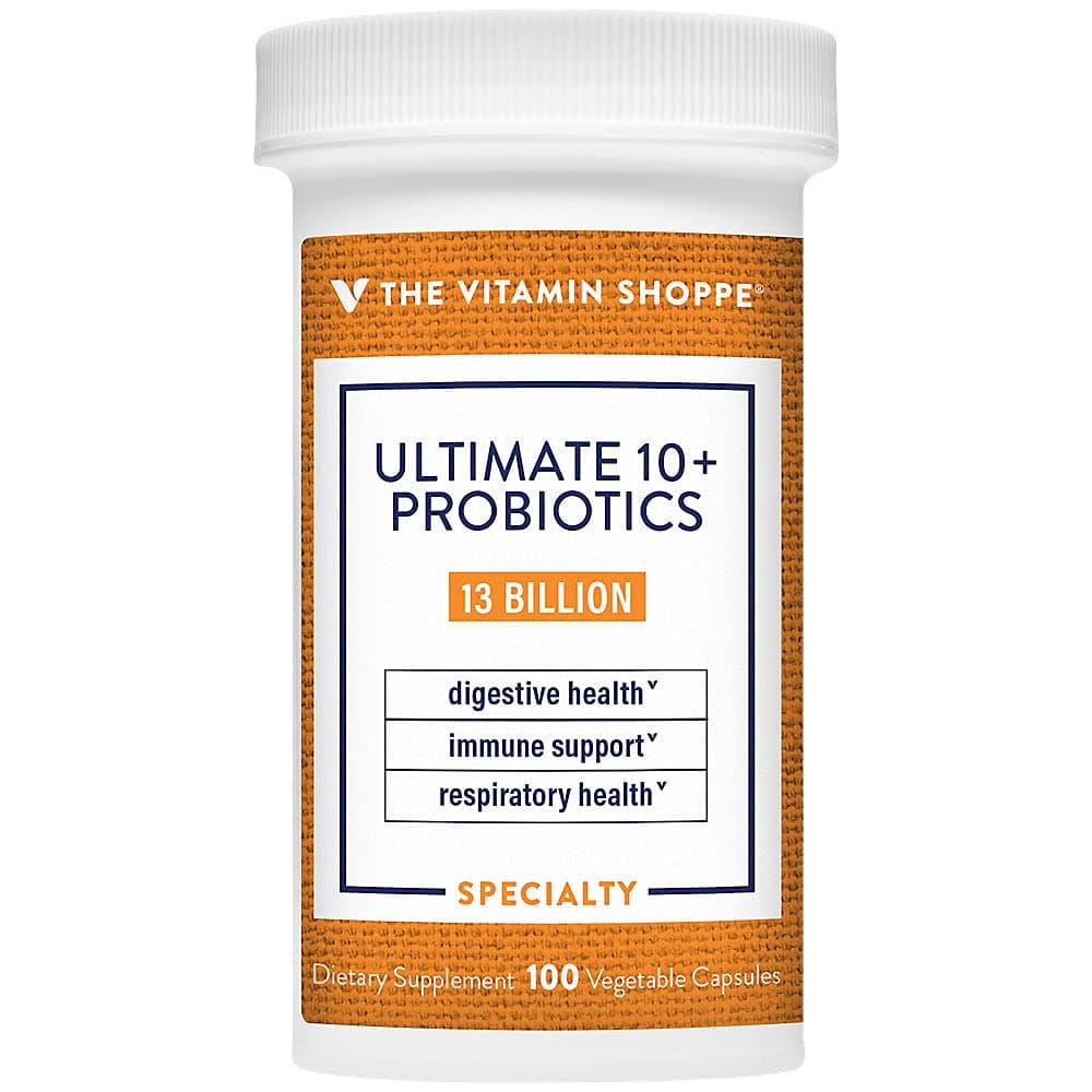 The Vitamin Shoppe Ultimate 10+ Probiotics 13 Billion CFUs, Digestive & Immune Support, Multi-Strain Probiotic Supplement for Men & Women, Gluten Free, Non GMO, Vegetarian, 100 Capsules