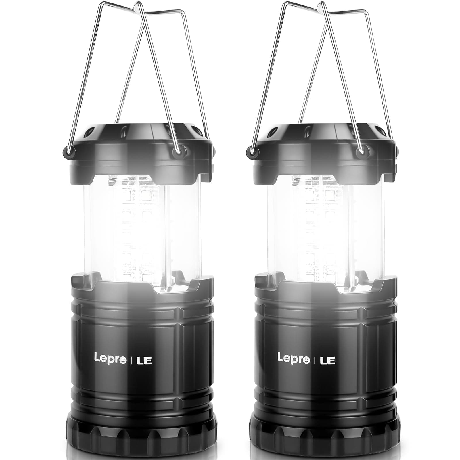 Lepro LED Camping Lanterns Battery Powered, Collapsible, IPX4 Water Resistant, Outdoor Portable Lights for Emergency, Hurricane, Storms and Outages