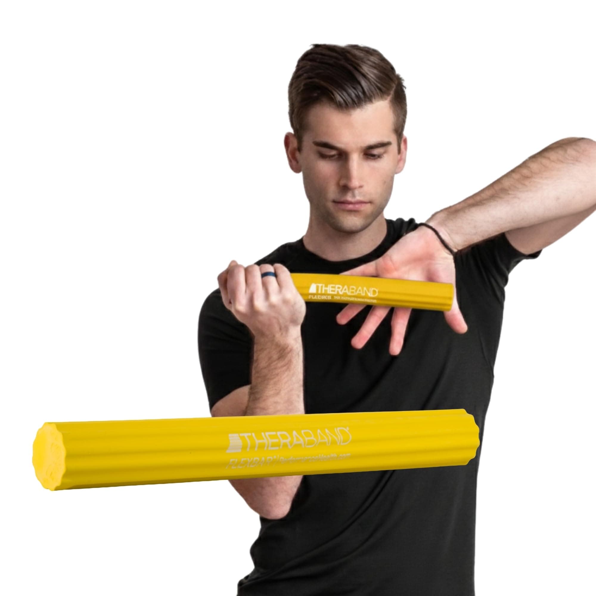THERABAND FlexBar, Tennis Elbow Therapy Bar, Relieve Tendonitis Pain & Improve Grip Strength, Resistance Bar for Golfers Elbow & Tendinitis, Yellow, Extra Light, Beginner