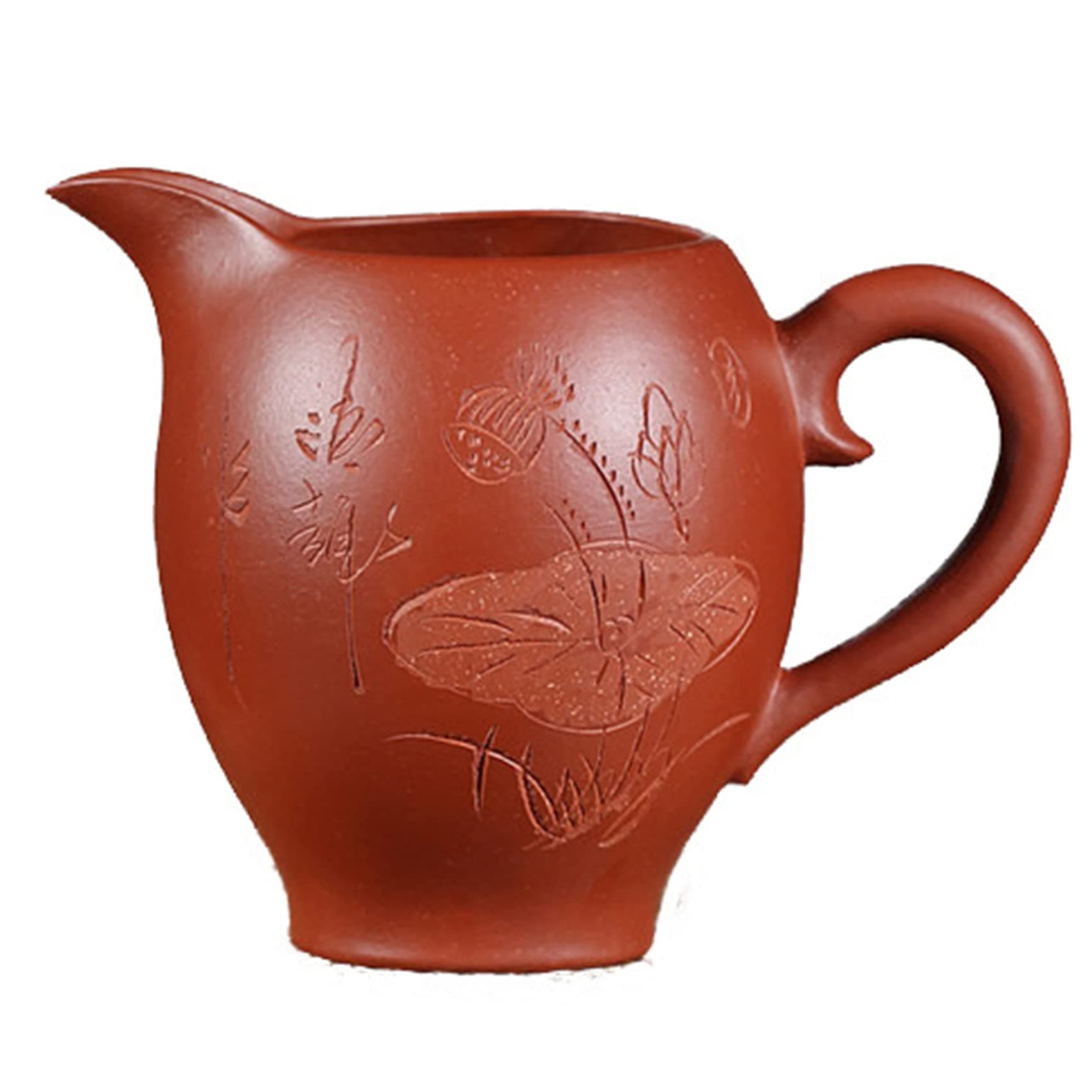 Purple Clay Pottery Cha Hai, Gong/Kung Fu Tea Gong Dao Bei for Milk Sharing Pitcher or Tea Fairness Cup L-H-CH6 (5.75 Oz / 170 ml - Lotus flower)