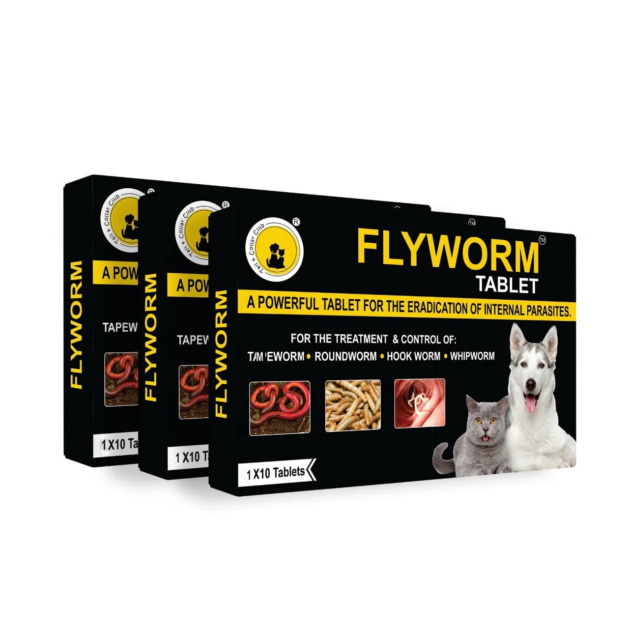 Herbal Flyworm Dewormer Tablets for Dogs Pets Deworming Formula Kills & Expels Parasites - 3 X 10 Tablets