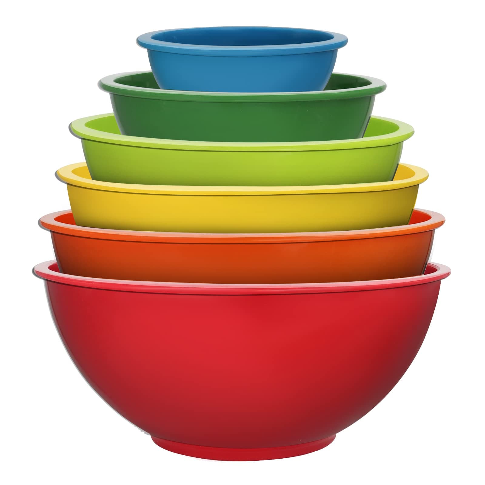 Classic Mixing Bowl Set, Microwave and Dishwasher Safe,Ideal for Baking, Prepping, Cooking and Serving Food (Set of 6) (Red)