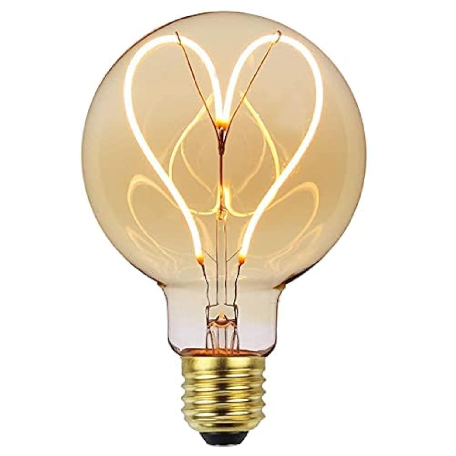 E27 LED Vintage Light Bulb, Screw 4W Edison LED Filament Bulb, Big Size 95mm Globe Spiral LED Bulbs, Retro Amber Glass Decorative Light Bulbs, Warm White 2200K