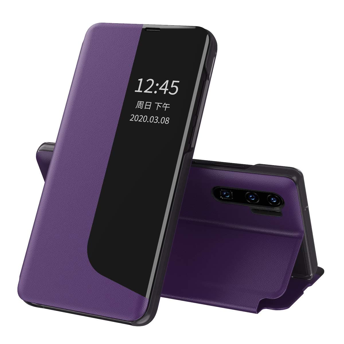 EabHulie Case for Huawei P30 Pro, Smart View Window Flip Stand Cover PU Leather Protective Case for Huawei P30 Pro Purple