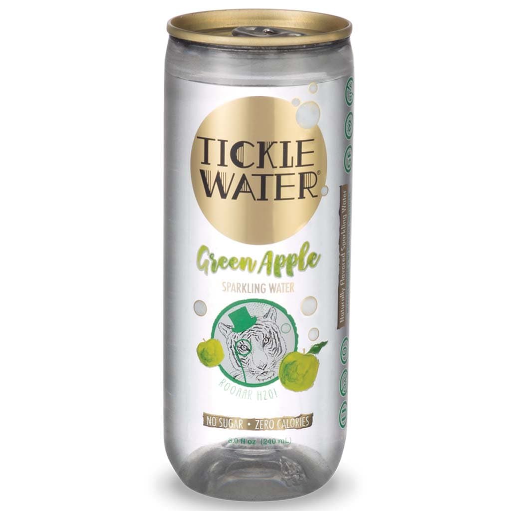 Tickle Water Sparkling Water, Green Apple Flavor (8 0z. Can, 12-Pack). Carbonated Club Soda for Kids, All-Natural Seltzer Water, Sugar-Free, Non-GMO, Zero-Calorie, Kosher and Vegan Fizzy Drink