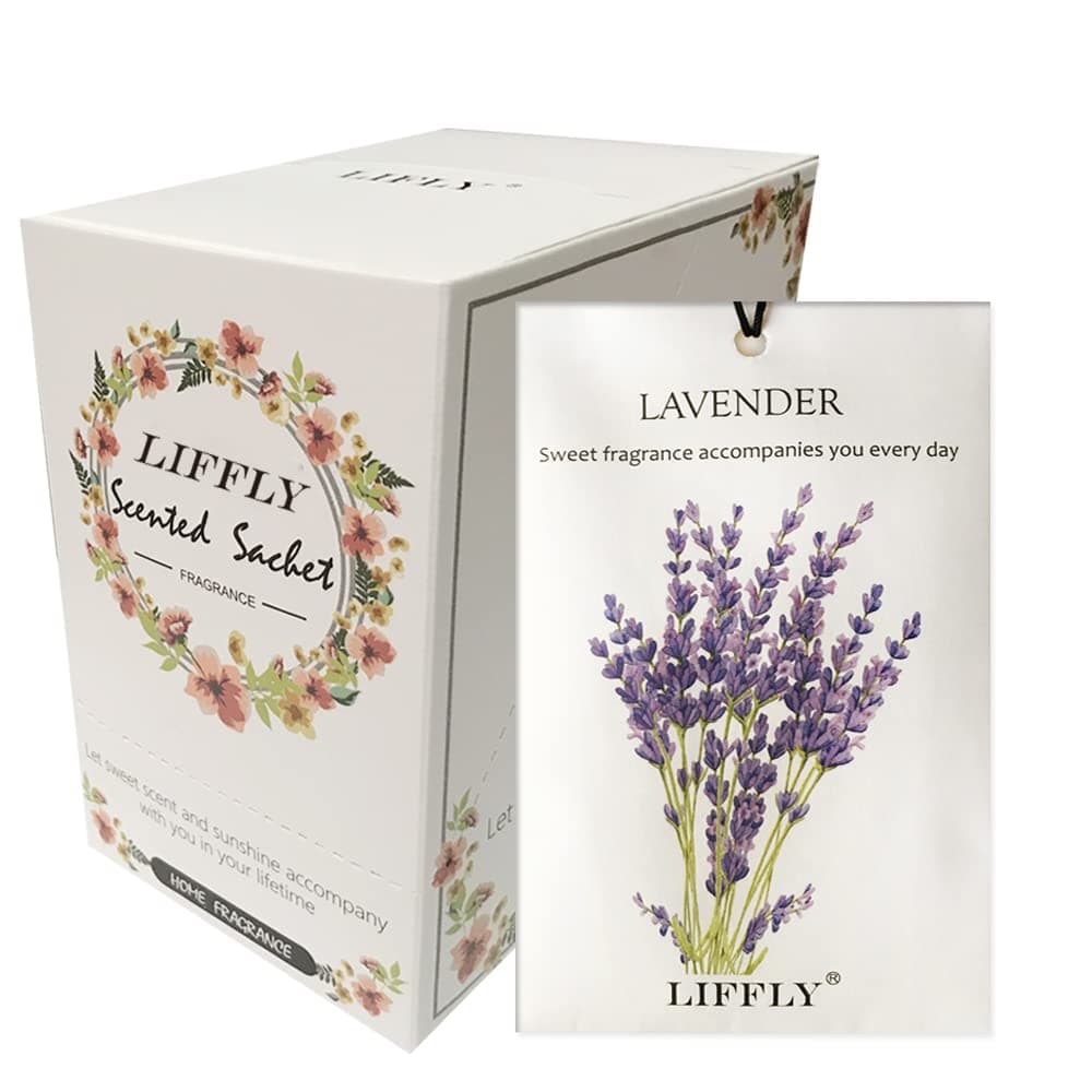LIFFLY14 Packs Scented Sachets for Drawers and Closets Lavender, Rose, Jasmine, Ocean, Vanilla, Sandalwood, Gardenia 7 Scent (Lavender)