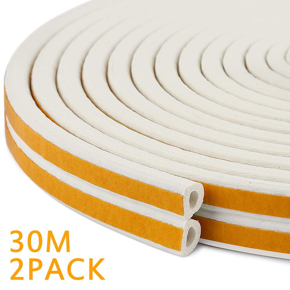 Nasharia Door Sealing Tape 30 m D Profile Window Sealing Strips Self-Adhesive Rubber Sealing Against Cold Waterproof Sound Insulation Strips Foam Tape High Quality