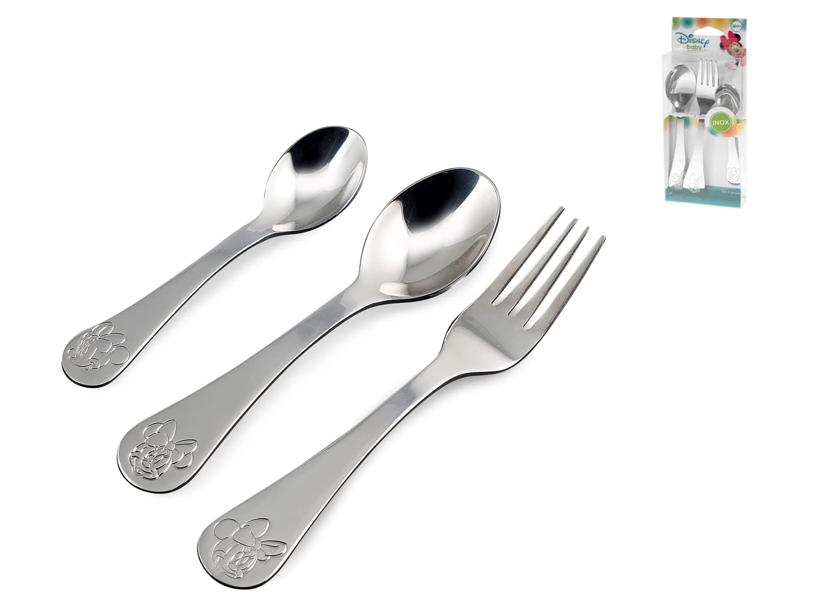 lulabi Disney Minnie Pack of 3 Stainless Cutlery Set, Grey