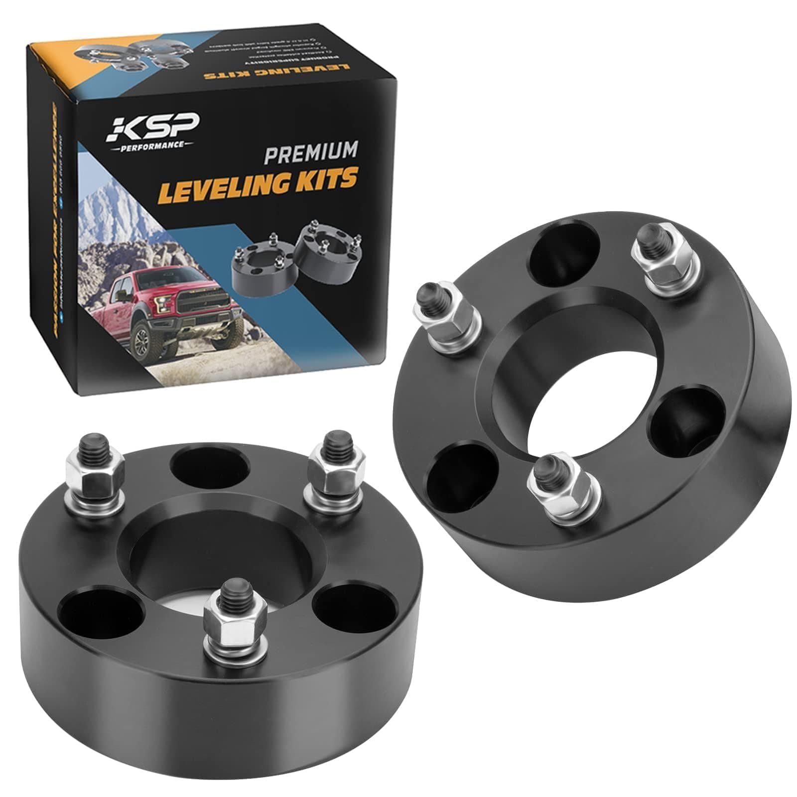 KSP 2.5" Leveling Kits for Ram 1500 2009-2026, 2pcs Front Lift Spacer Raise 2.5in Height for the Truck Chassis Frame, 2.5 Inch Aluminum CNC Strut Spacers fit Dodge Dakota 2005-2011, Raider 2006-2009