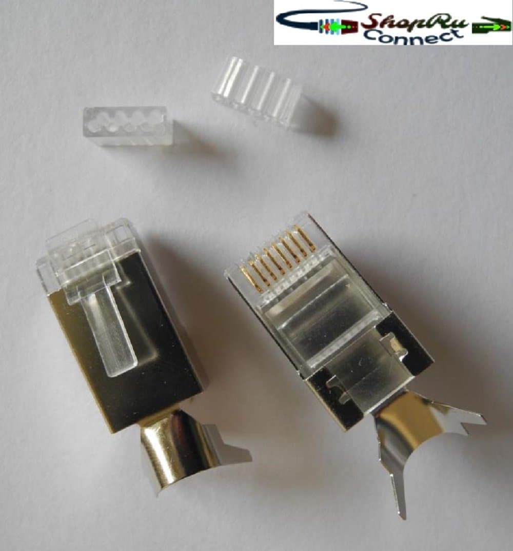 RJ45 8P8C CAT7 Connectors Ethernet RJ-45 50 Micron Gold Plated Network Cable Clamshell Connector (Two Pieces Set) High Performance RJ45 Modular Crimp Plug (Cat7 30 Pcs)