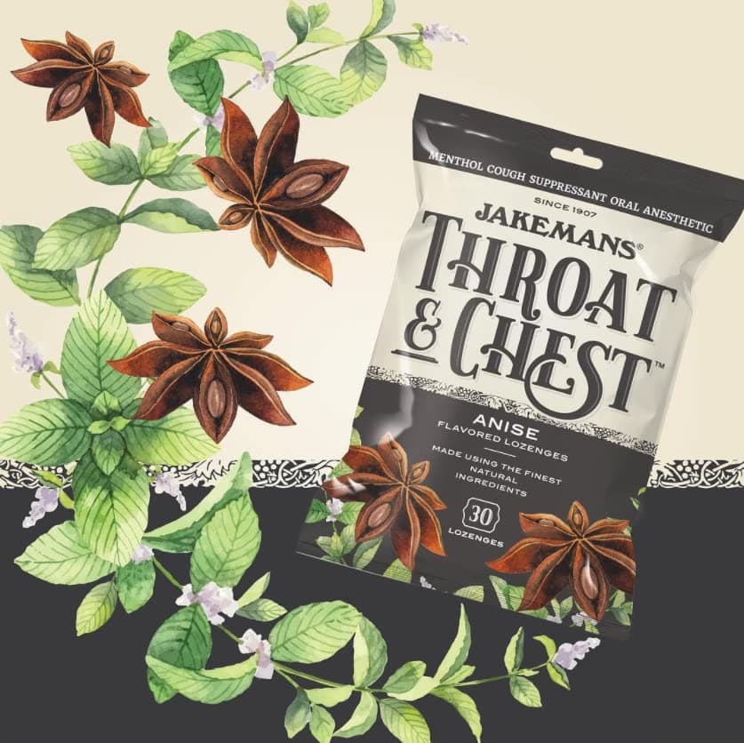 Jakemans Anise Throat & Chest Lozenges Cough Drops – Cough, Sore Throat and Seasonal Distress Soothing Relief – Liquid Drop Shape – 30 Count