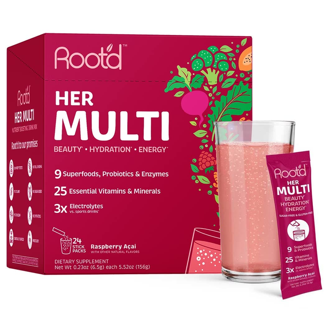 Multivitamin Powder for Women - 25 Vitamins & Minerals with 3X Electrolytes, 9 Organic Superfoods, Probiotics & Enzymes, Sugar-Free Multivitamin & Hydration | 24 Vitamin Drink Mix Packets