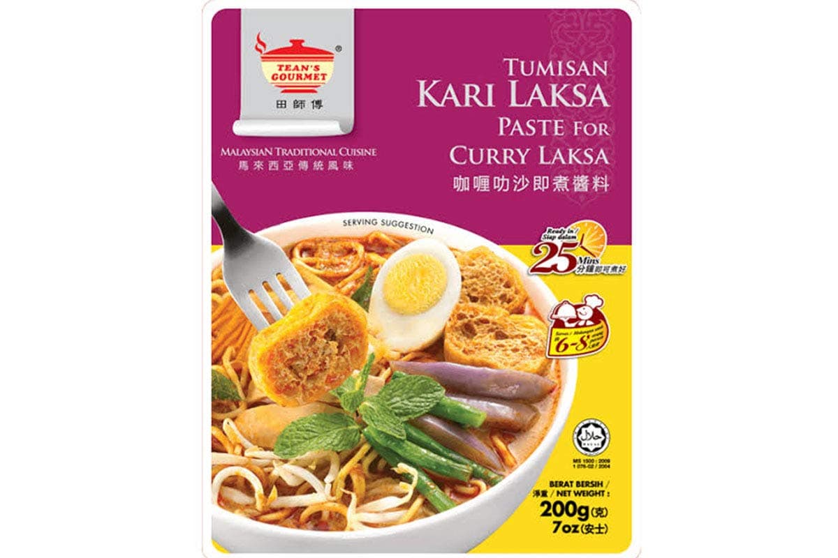 Tean Gourmet Tumisan Kari Laksa (Curry Laksa Paste) - 7oz (Pack of 6)