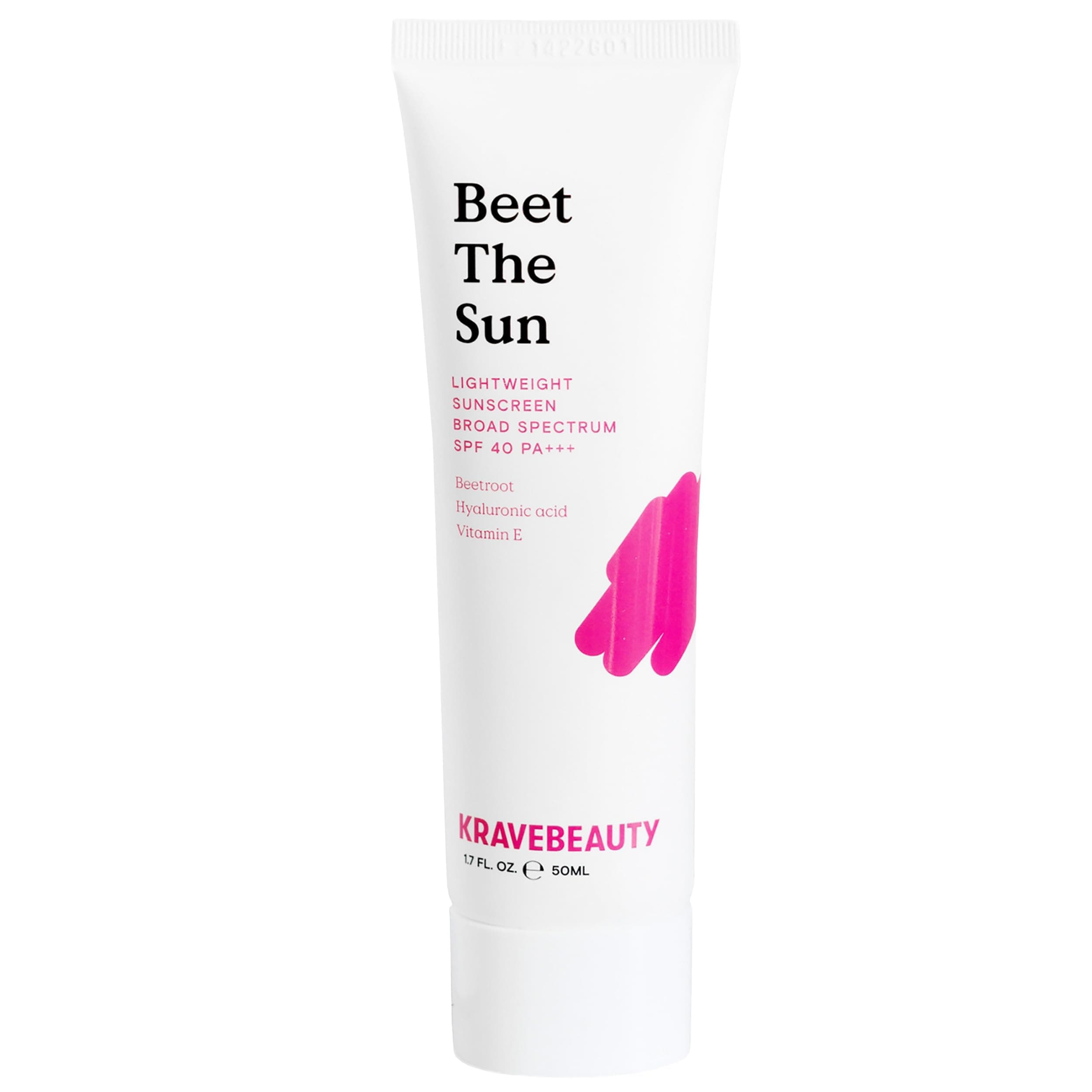 KraveBeauty Beet The Sun Spf 40Pa+++ Broad Spectrum Sunscreen, Daily Chemical Spf, Grease-Free, No White Plaster or Pilling, for All Skin Types, Vegan and Cruelty Free, 1
