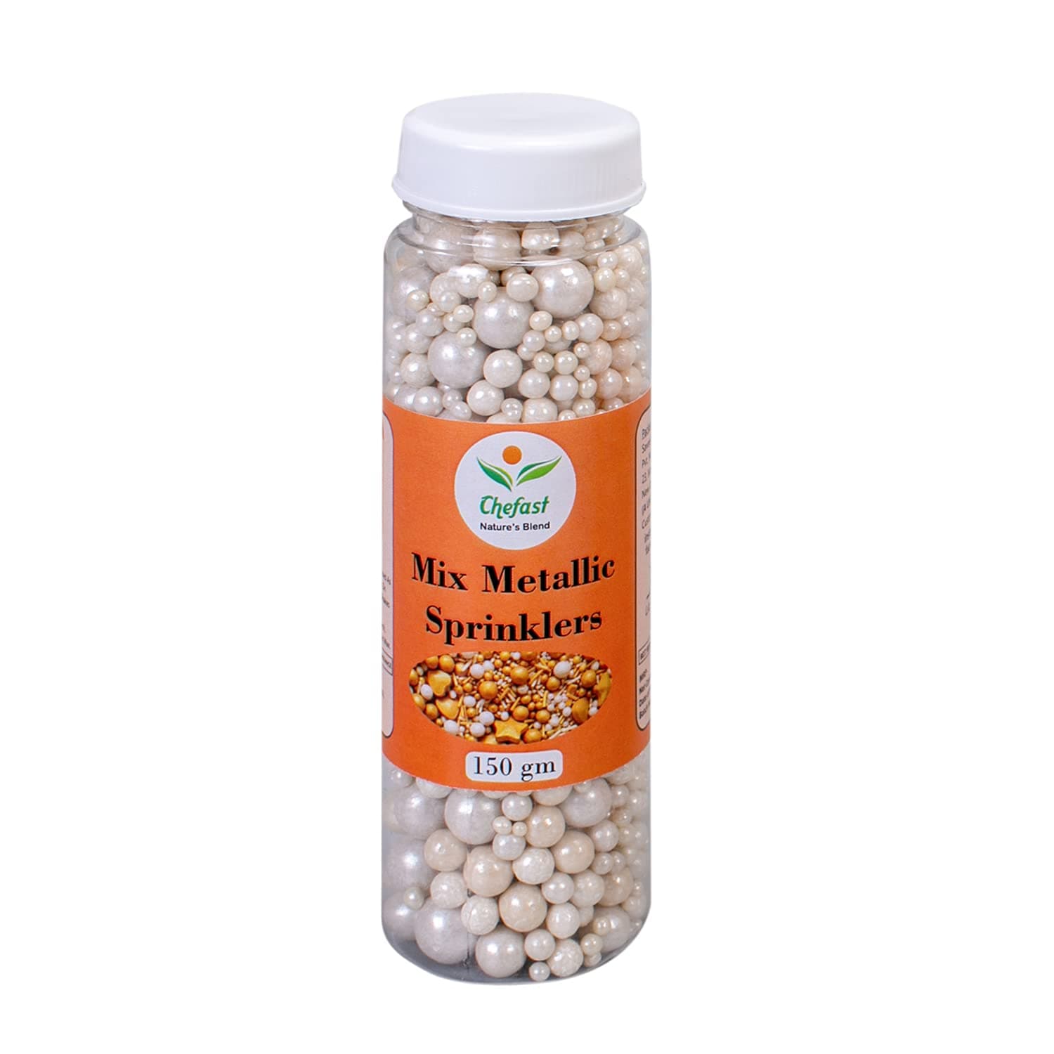 Chefast 7 Size Metallic White Pearl Ball 150 gm Colorful Candy Sprinkles Mix Baking Edible Cake Decorations Cupcake Toppers Cookie Decorating Ice Cream Toppings