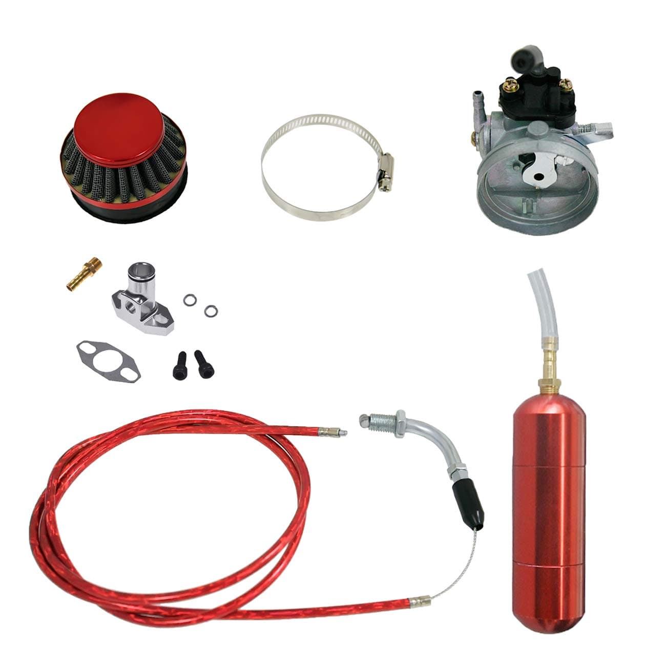 NORTHTIGER Red Carburetor&Power Boost Bottle&Air Filter Fit 49/60/66/80cc Motorized Bike