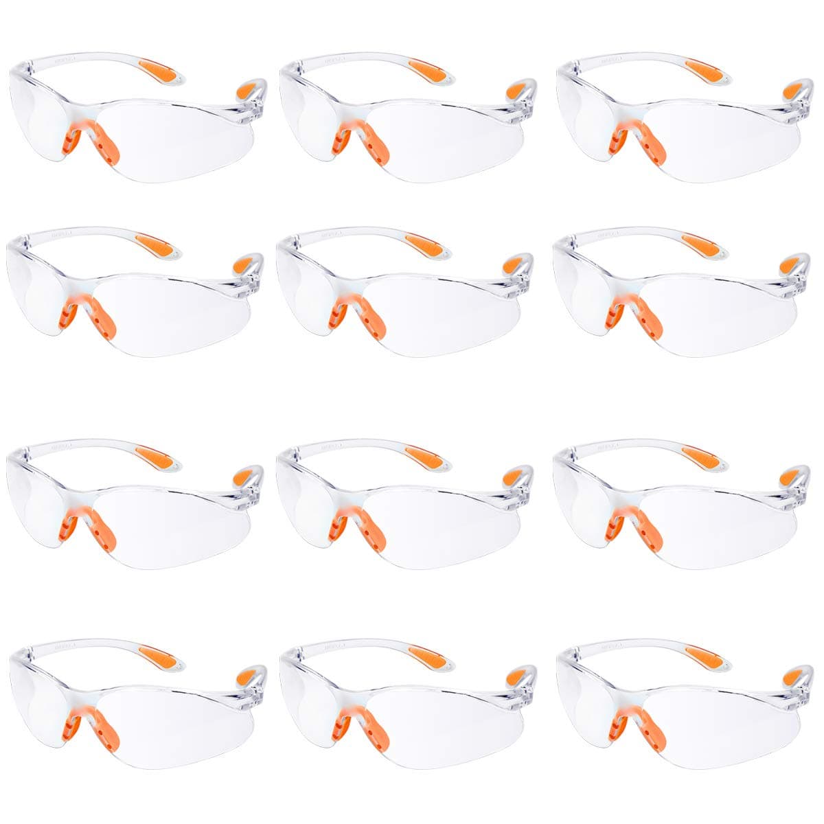 Safety Glasses Pack of 12 Safety Goggles Eyewear Safety Specs Clear Eye Protection Glasses Protective Safety Glasses for Work Personal Protective Equipment Security Glasses Anti Dust/Scratch/Mist/Wind