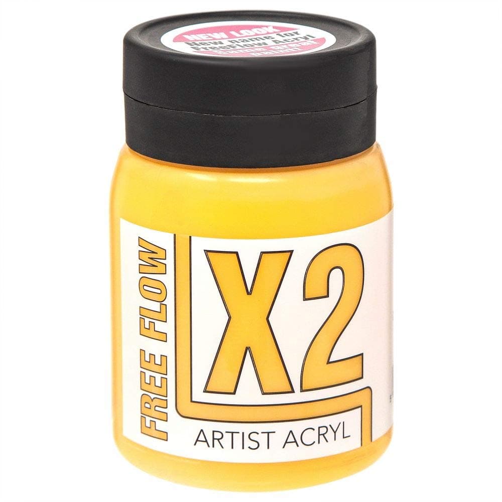 Specialist Crafts X2 Free Flow Acryl Acrylic Colours 500ml Cadmium Yellow Medium Hue