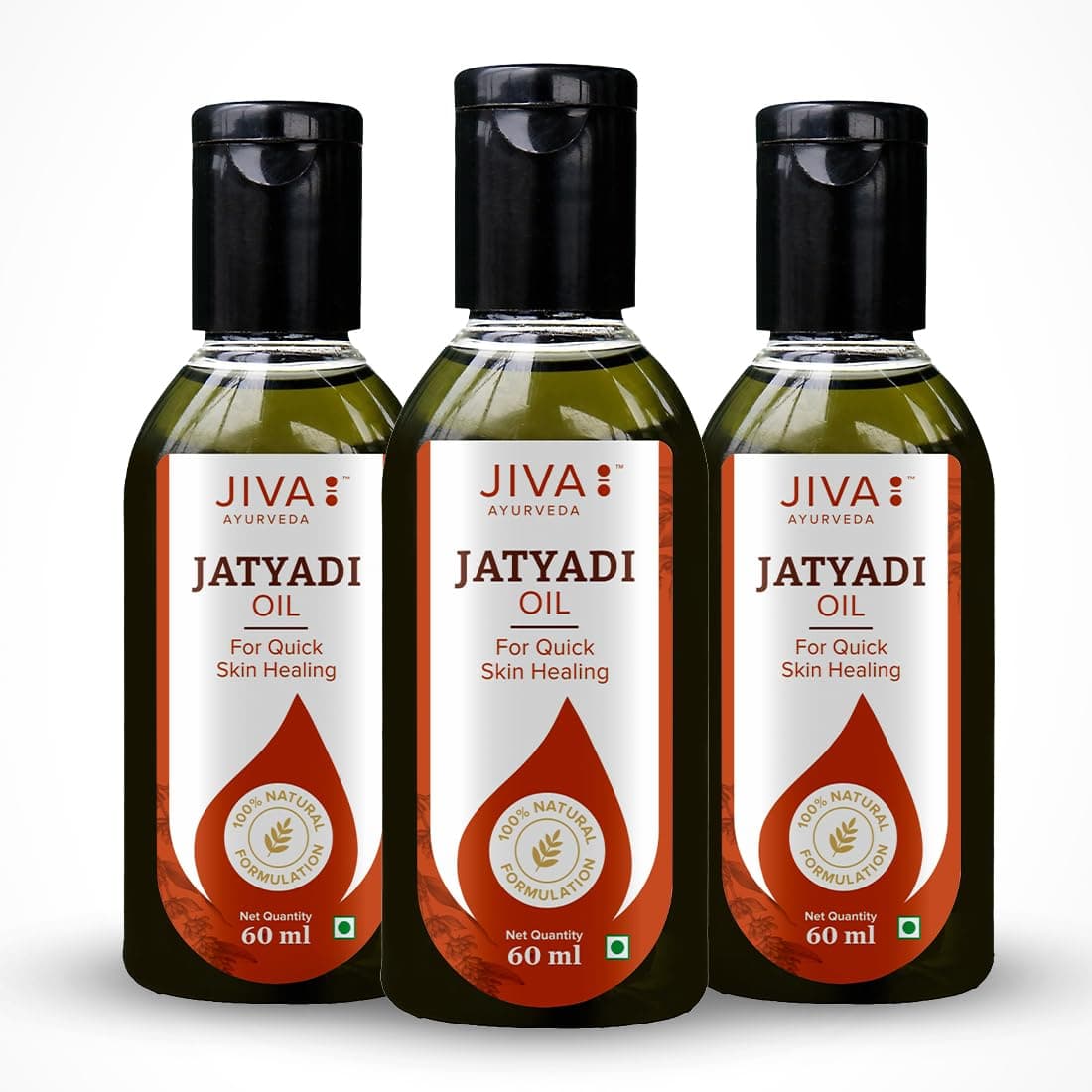Jiva Jatyadi Oil 60ml | 100% Ayurvedic Formulation | Heals Wounds & Stops Bleeding | Purifies Blood, Disinfects Wounds & Aids In Tissue Healing | Suitable For All Types Of Wounds (Pack of 3)