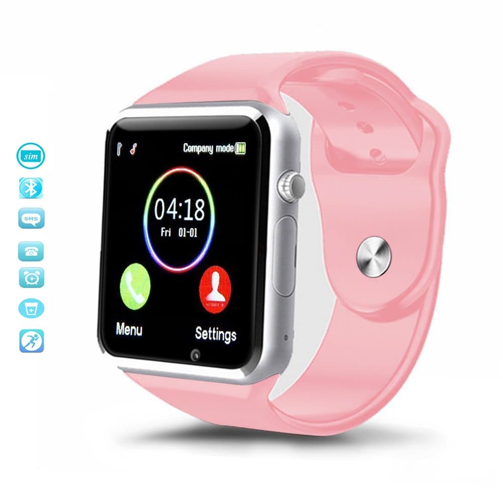 MallTEK Android Smart Watch Bluetooth with SIM Cart Slot, Smart Watch 1.54 inches Screen Touch with Camera, Sport Wrist band with Pedometer, Sleep Monitor, Remote Camera Functions etc, Smart Bracelet for Sony, Samsung, HTC, Huawei and other Most Android Smartphones (Pink)