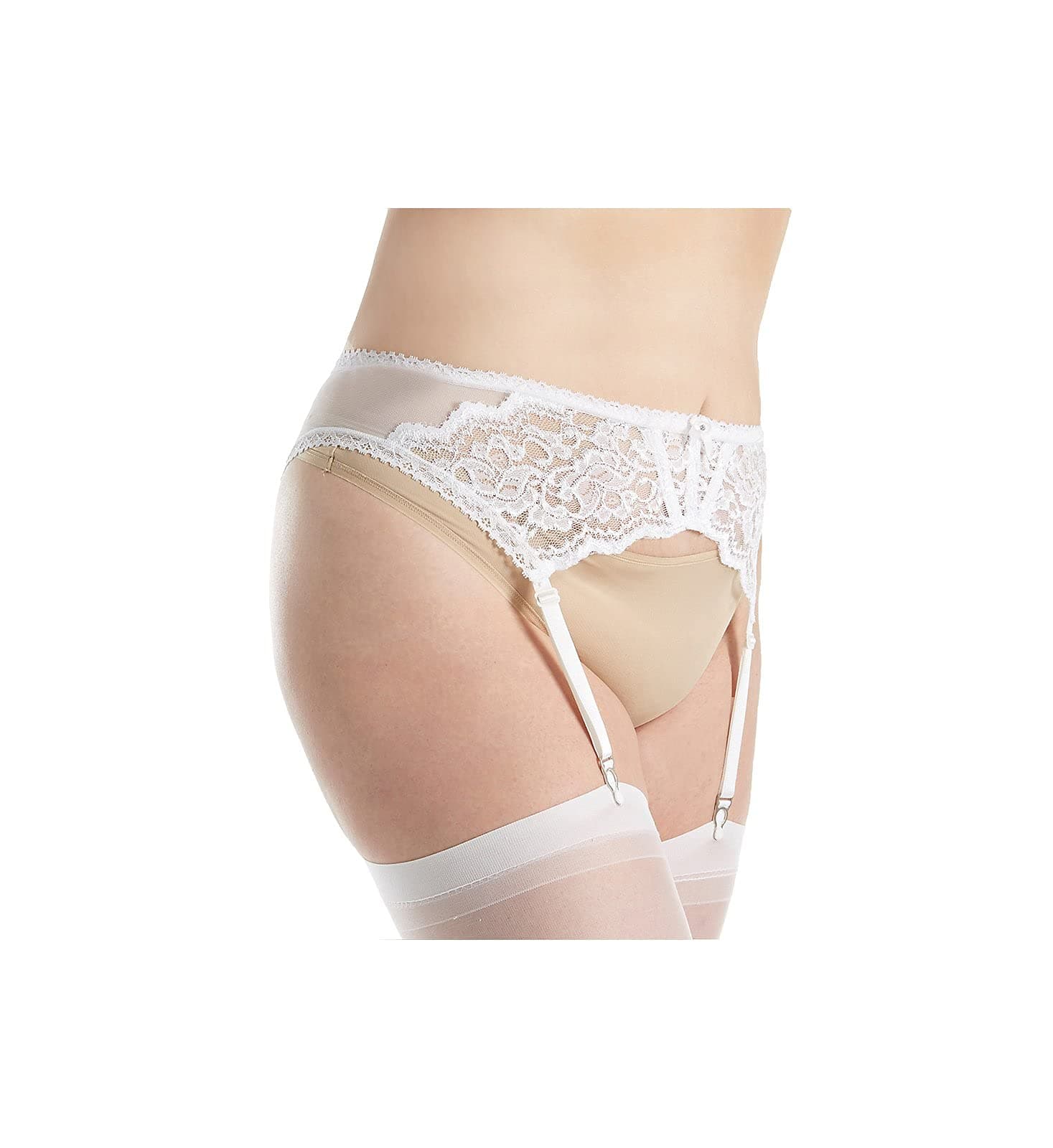 Shirley of Hollywood Women's Plus Size Chopper Lace Garter Belt X671, White, 3X